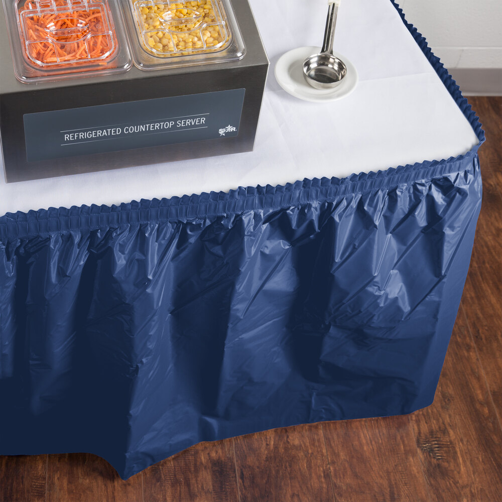 Creative Converting 10036 14' x 29" Navy Blue Plastic Table Skirt