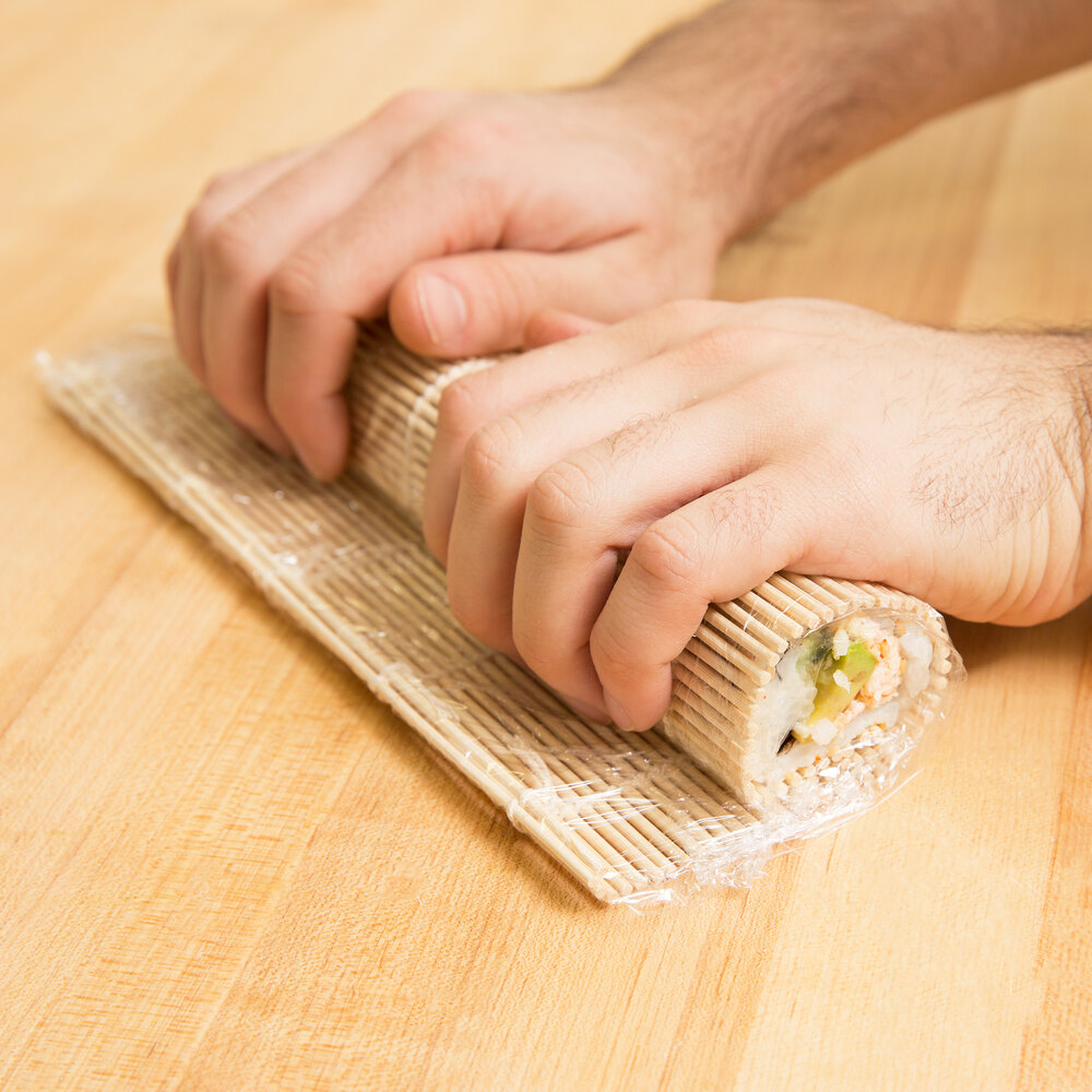 9 1/2" x 9 1/2" Rounded Bamboo Sushi Rolling Mat