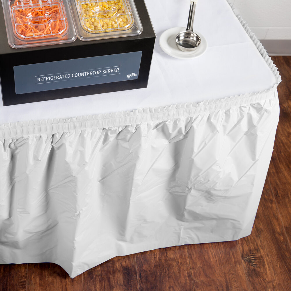 White Plastic Table Skirt 14' x 29"