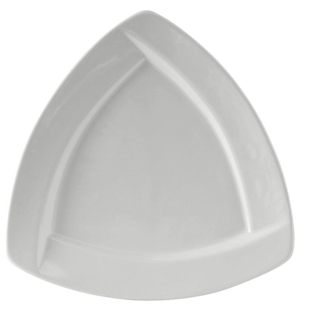 Tuxton BWZ102J DuraTux White 10 1/8" Triangle Plate 12 / Case
