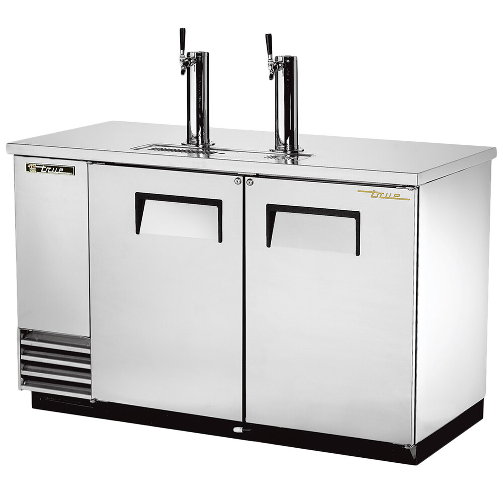 True TDD2S 59" Two Keg Stainless Steel Direct Draw Beer Dispenser with Two Taps
