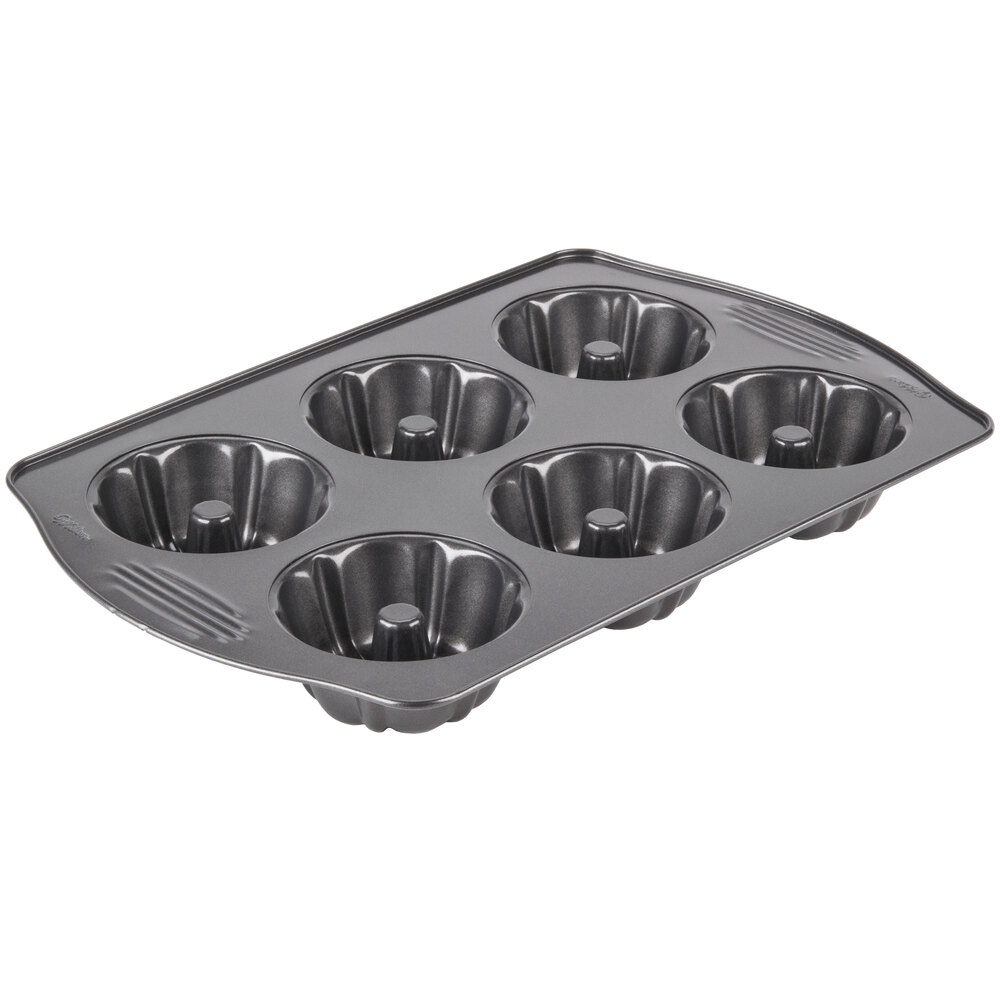 Wilton 2105445 Excelle Elite 6 Mold Fluted NonStick Mini Bundt Cake Pan