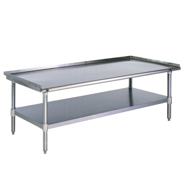 A stainless steel Eagle Group griddle stand with undershelf.