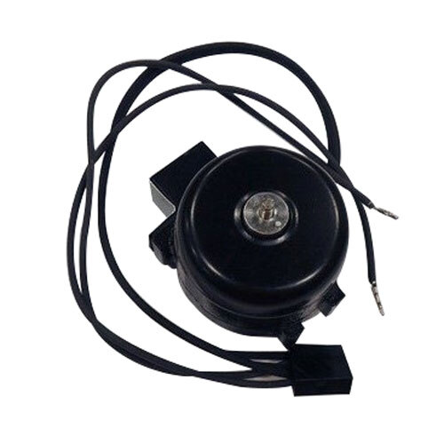 A True 800457 reversing condenser fan motor, a black round object with silver wires.