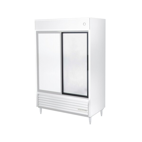 A stainless steel right hand door for refrigeration equipment.