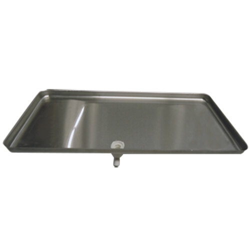 A rectangular metal True evaporator drain pan kit with a drain.