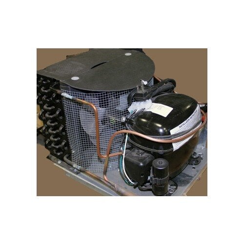 A black True 1/2 hp air compressor with a white label on a black tank.