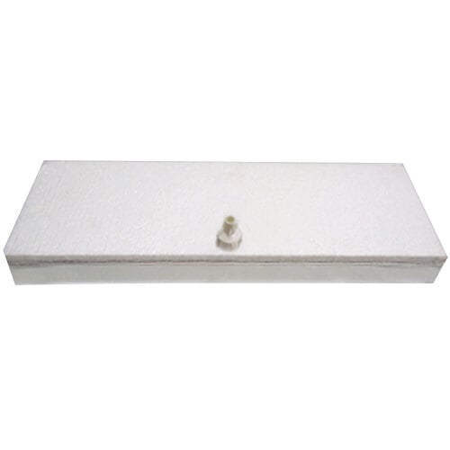 A white rectangular box with a metal handle on top.