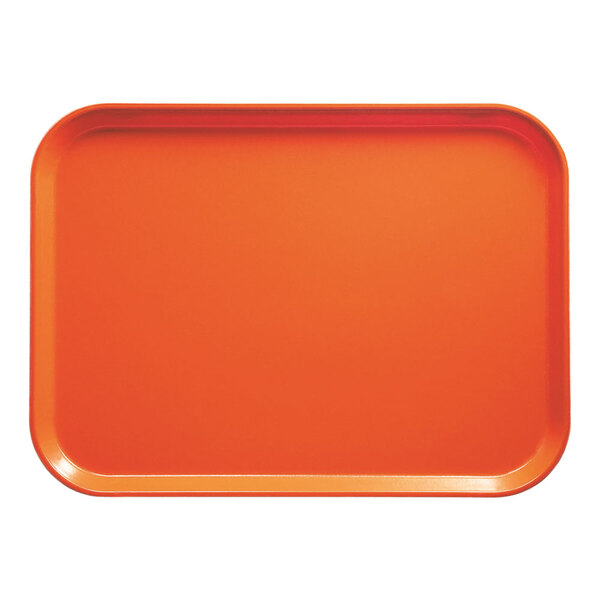 An orange rectangular tray with a white line.