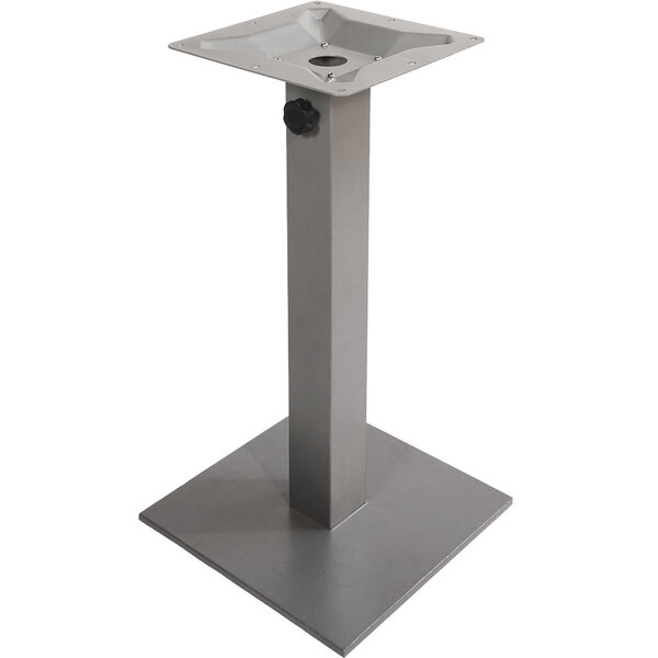 A BFM Seating Margate metal square table base with an umbrella hole