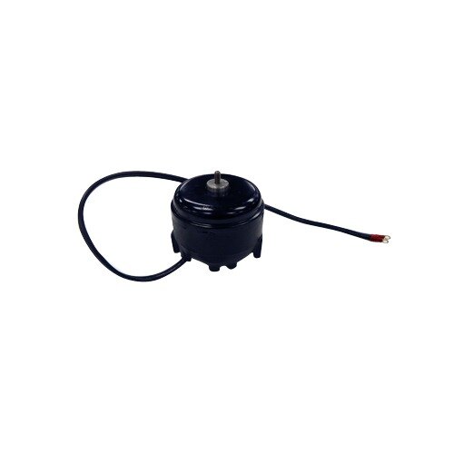A True 800405 black round electric motor with wires.