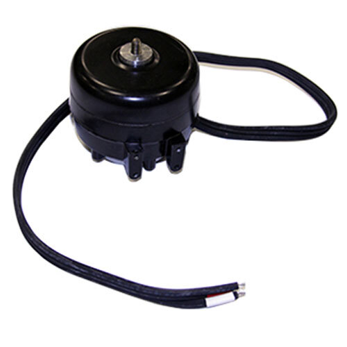 A black round electric motor with a silver metal center and a cord.