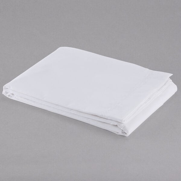 A folded white Oxford T300 Super Deluxe twin size flat sheet.
