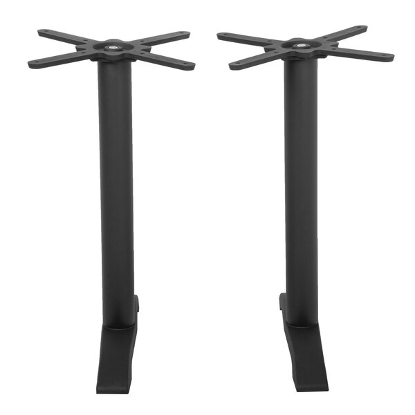 A pair of black metal BFM Seating Margate end table bases.