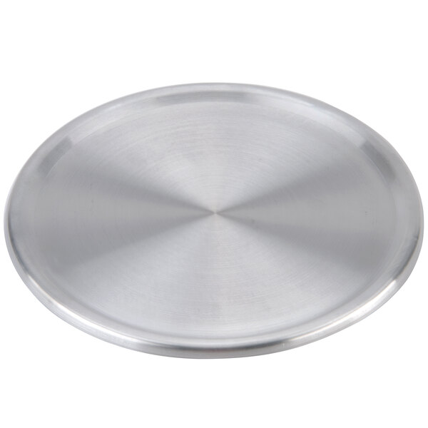 An American Metalcraft 9" silver metal cover with a circular design.