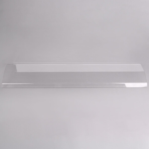 A clear plastic shelf panel for a Cambro Versa bar on a white surface.