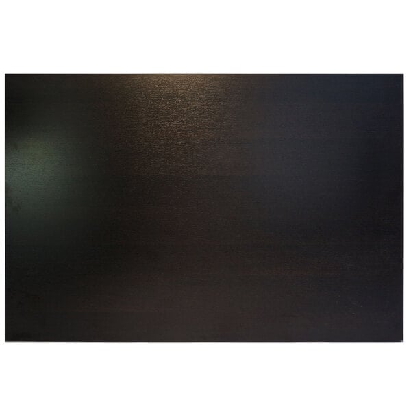 A black rectangular BFM Seating tabletop with a dark wood surface.
