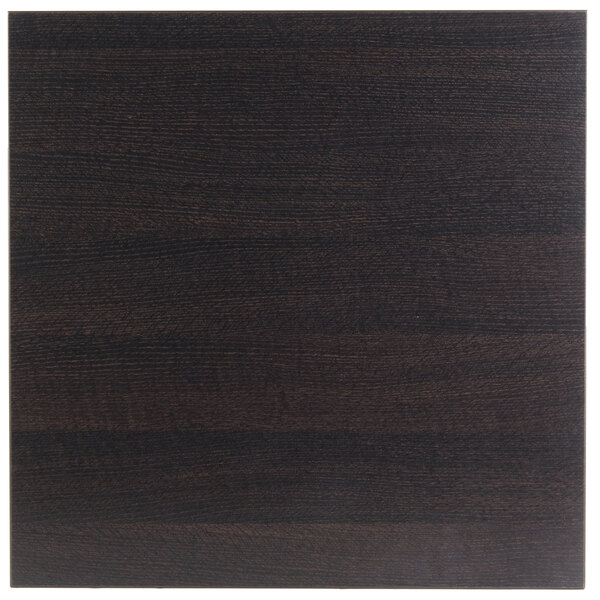 A dark brown BFM Seating square table top.