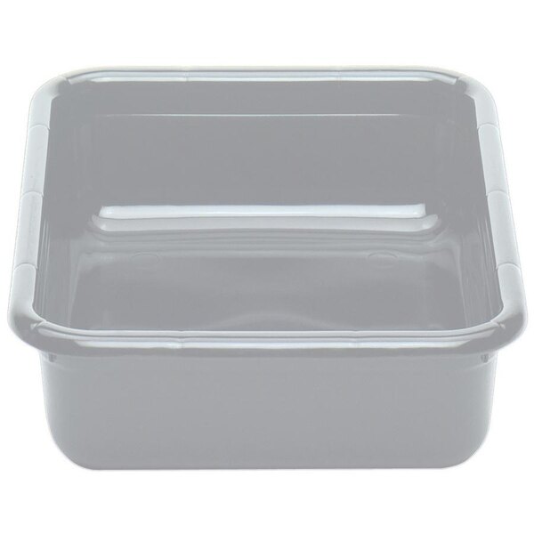 A light gray plastic Cambro bus tub with a flat bottom.