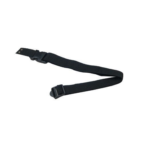 A black strap with a metal clasp.