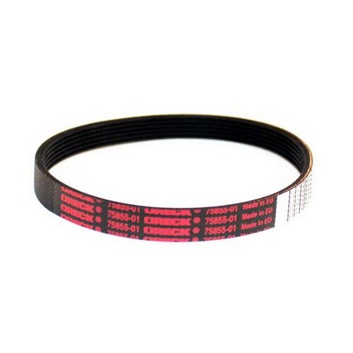 A black and red Oreck replacement belt.