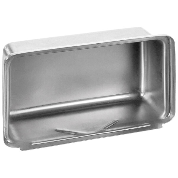 A stainless steel rectangular drip tray for a Grindmaster Cecilware beverage dispenser.