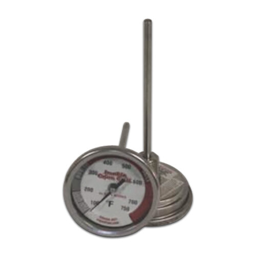 A R & V Works grill thermometer with a metal stand.