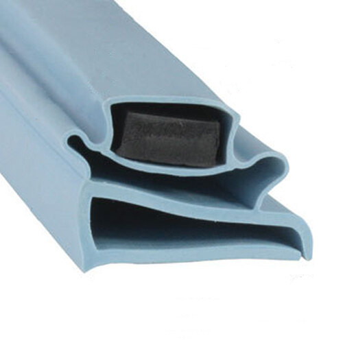 A blue rubber magnetic door gasket with a black rubber strip.