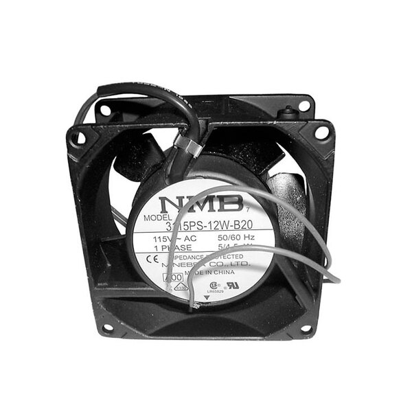 An Axial Cooling Fan with black wires and a white label.
