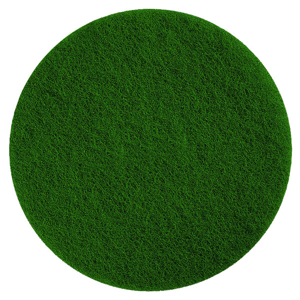A green Scrubble floor pad with a white background.
