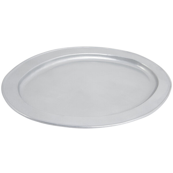 A Bon Chef pewter-glo oval platter in silver.