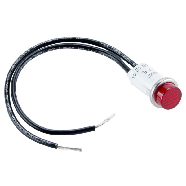 A Nemco red pilot light with a cable attached.