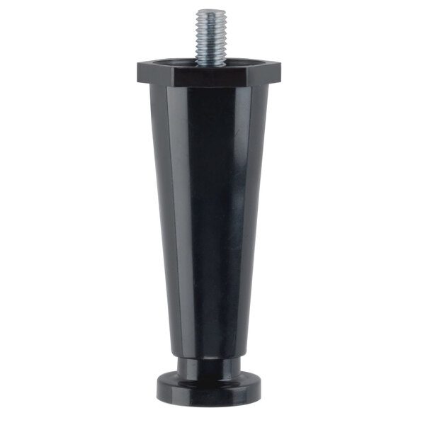 A black plastic adjustable leg with a screw on top.