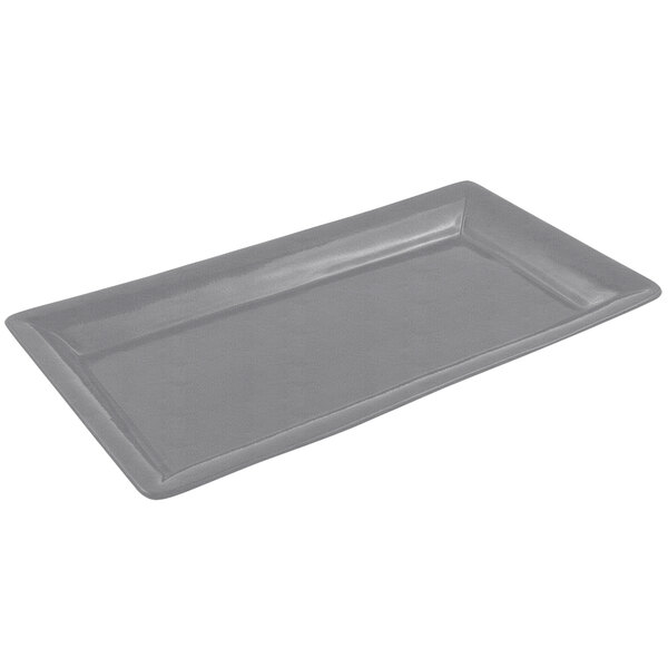 A rectangular grey Bon Chef display tray.