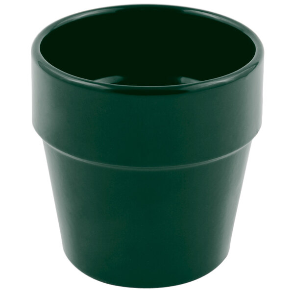 A green pot with a lid.