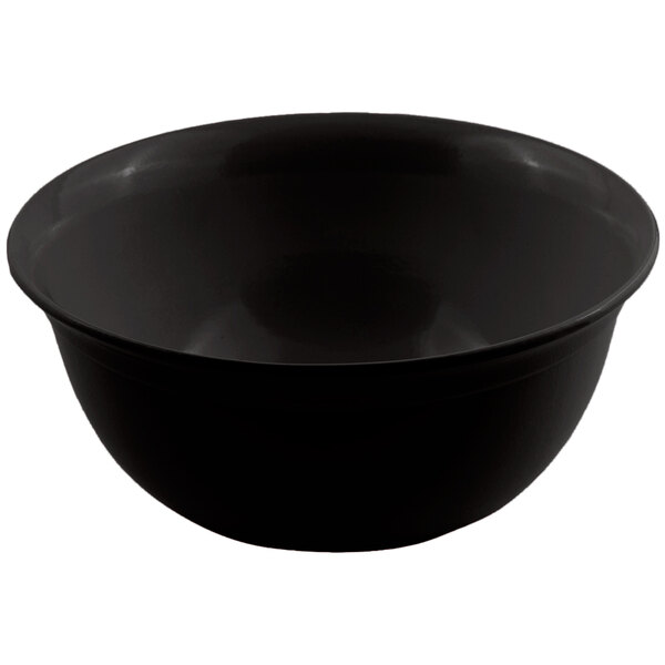 A black Bon Chef round bowl with a sandstone finish.