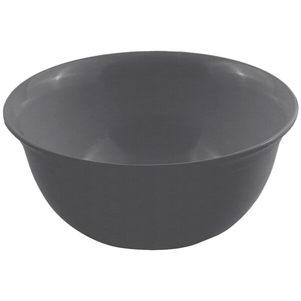 A Bon Chef smoke gray cast aluminum round bowl.