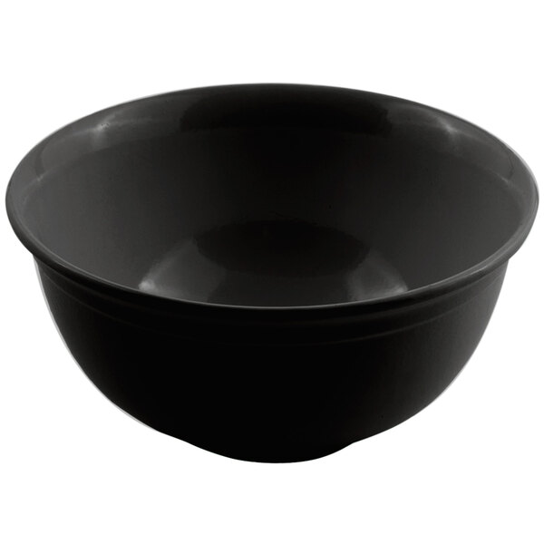 A black bowl with a sandstone finish.