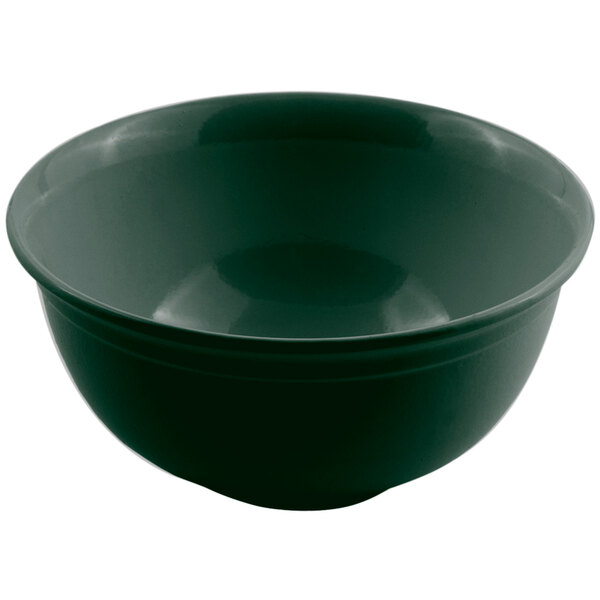 A Hunter Green Bon Chef round bowl on a white background.