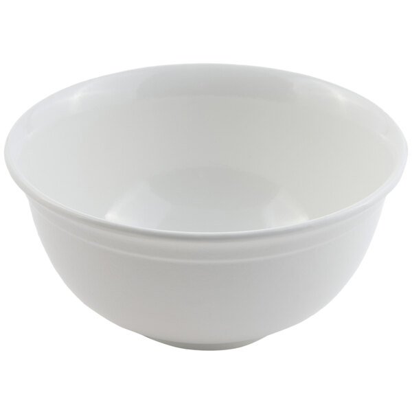 A white Bon Chef cast aluminum tulip bowl.