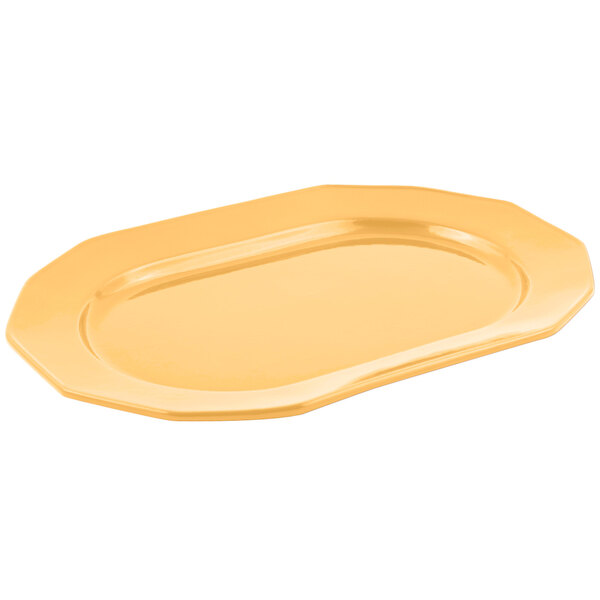 A Bon Chef ginger sandstone finish cast aluminum long prism tray on a white background.