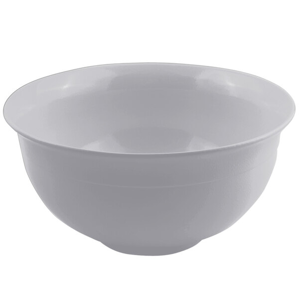 A Bon Chef pewter-glo cast aluminum tulip bowl with a white background.