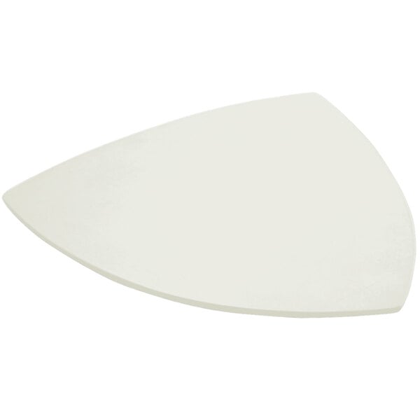 A white Bon Chef cast aluminum triangle plate.