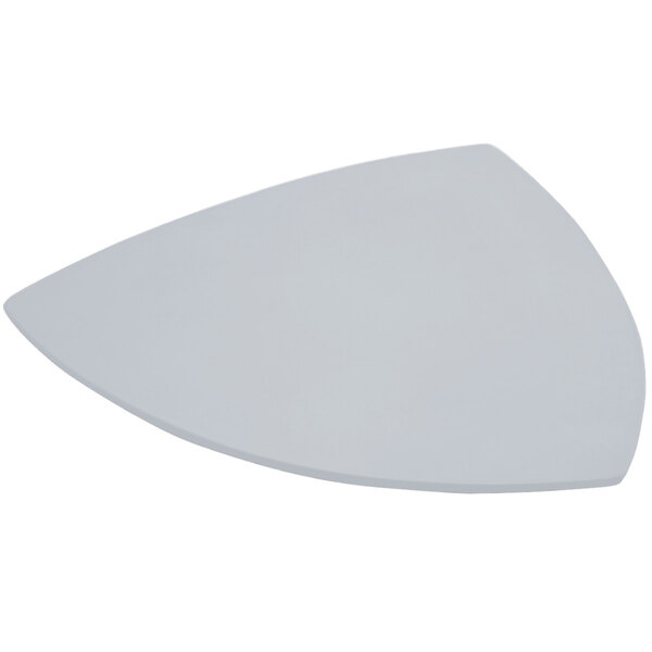 A white triangle shaped Bon Chef cast aluminum plate.