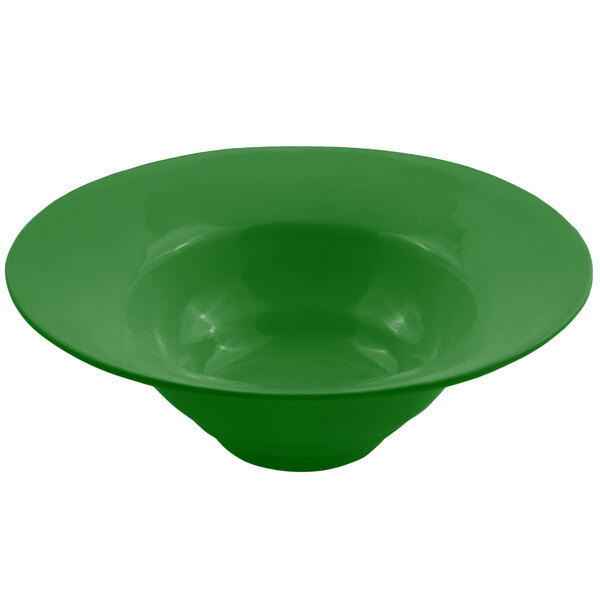A green Bon Chef Calypso bowl with a white background.