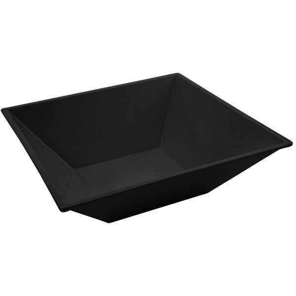 A black flared bowl with a white background.