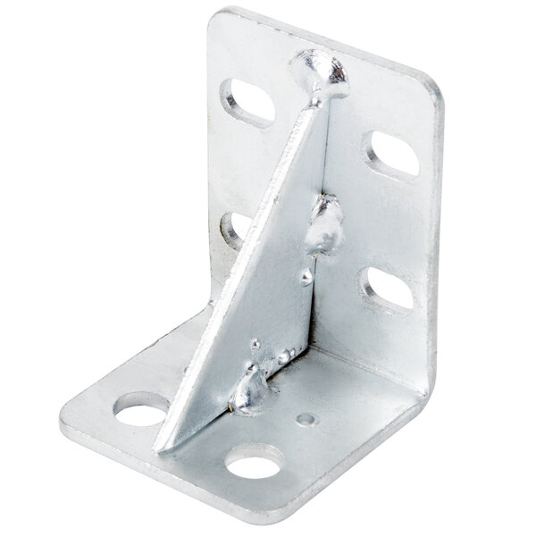 A metal Avantco bottom hinge bracket with holes.