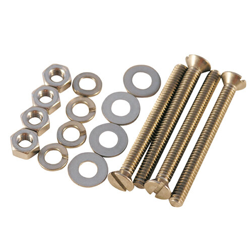 A group of metal screws and nuts.