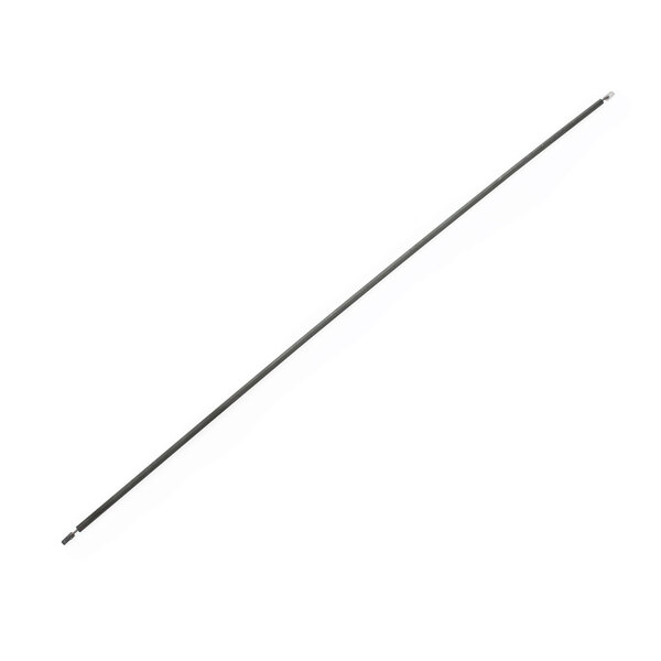 A long thin metal rod with a black handle.
