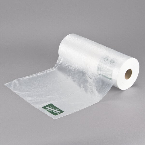 A roll of Inteplast Group clear plastic produce bags.